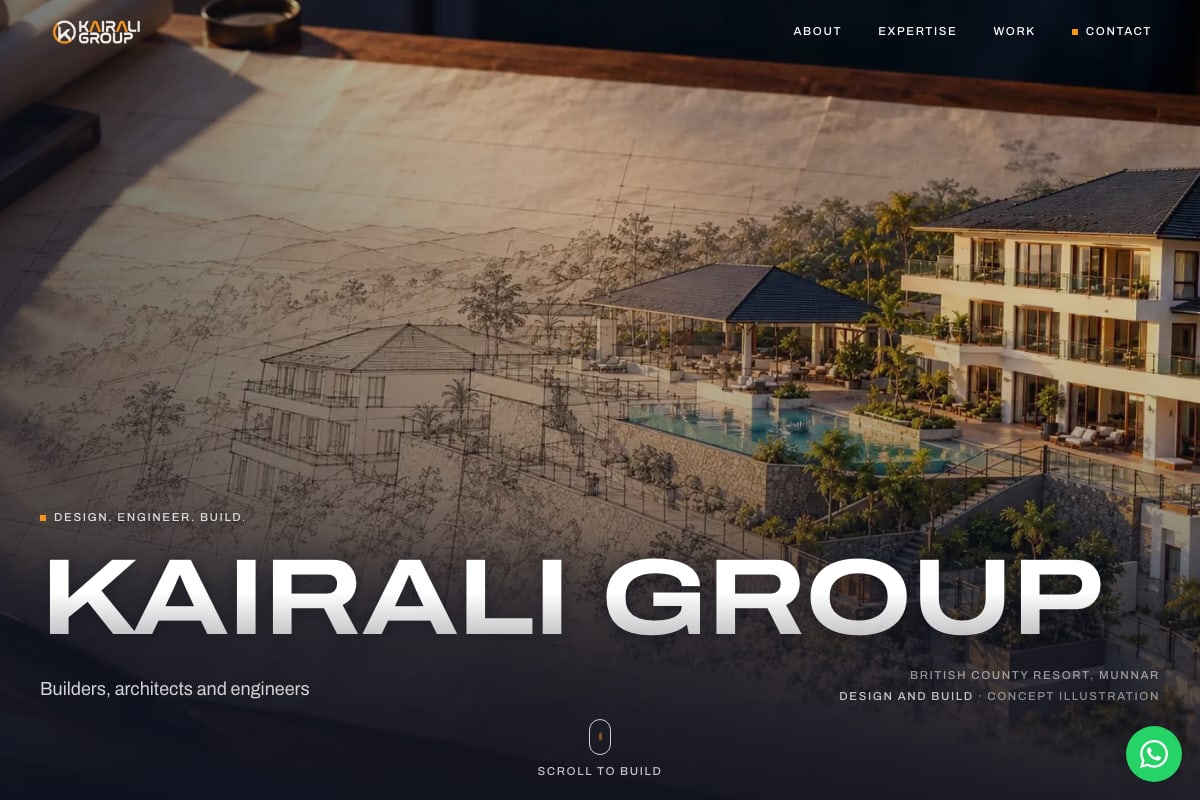Kairali Group home page: Design. Engineer. Build., with the British County Resort gallery